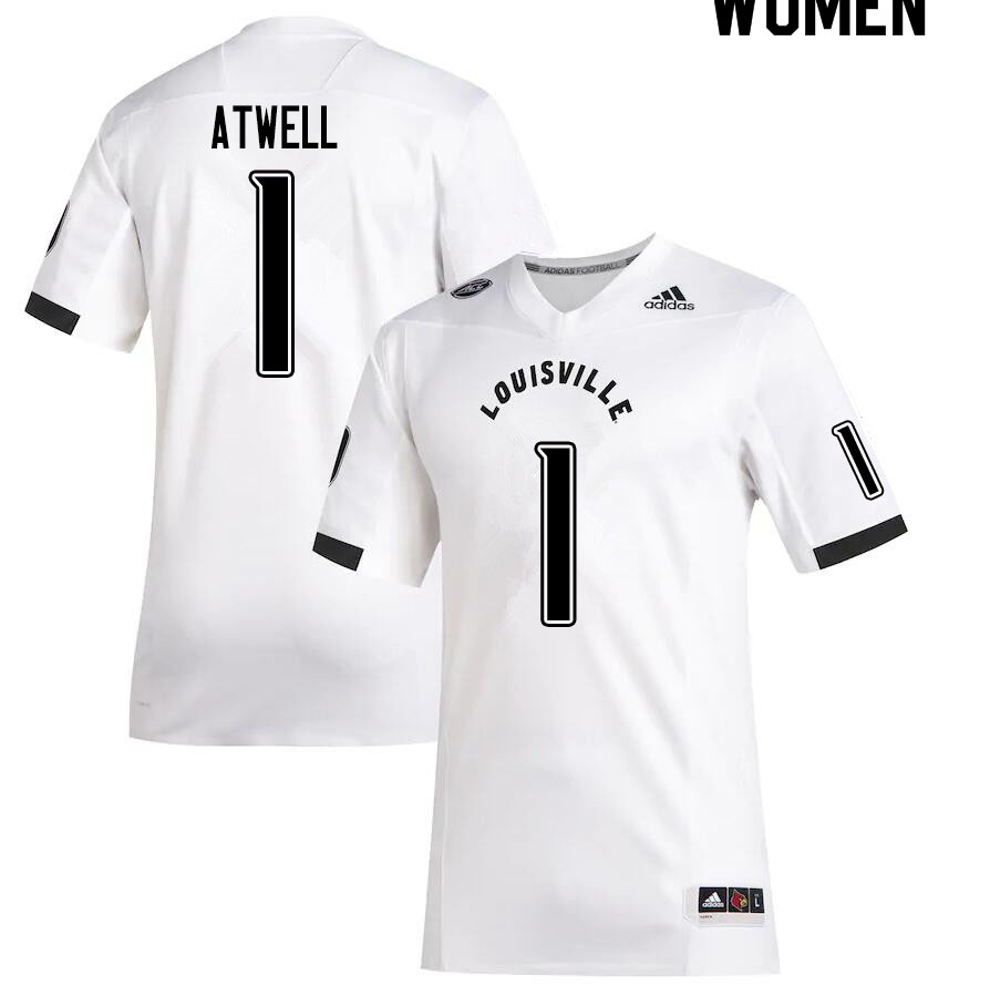 Women #1 Tutu Atwell Louisville Cardinals College Football Jerseys Sale-White